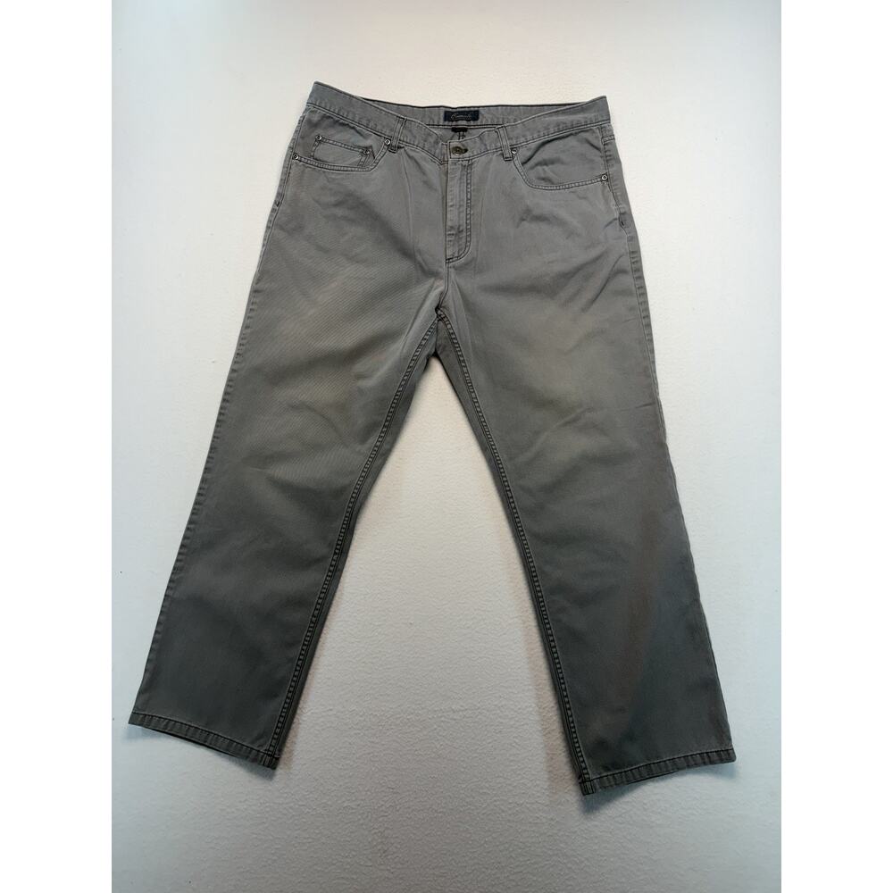 Cotten casuals gray Flat Front pants men 40X30 Office Workwear Streetwear Travel